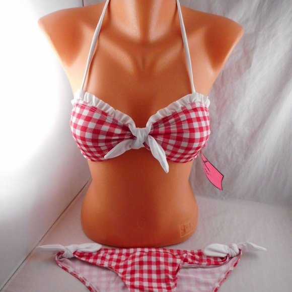 Bettie Page Other - Bettie Page Gingham Bikini 2pc Swimsuit Pin Up